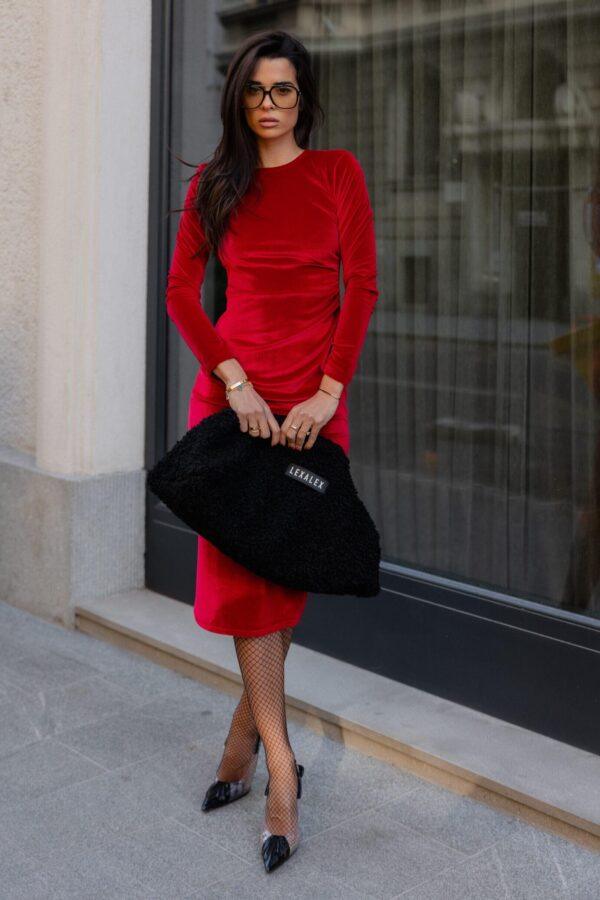 DRESS VELVET RED
