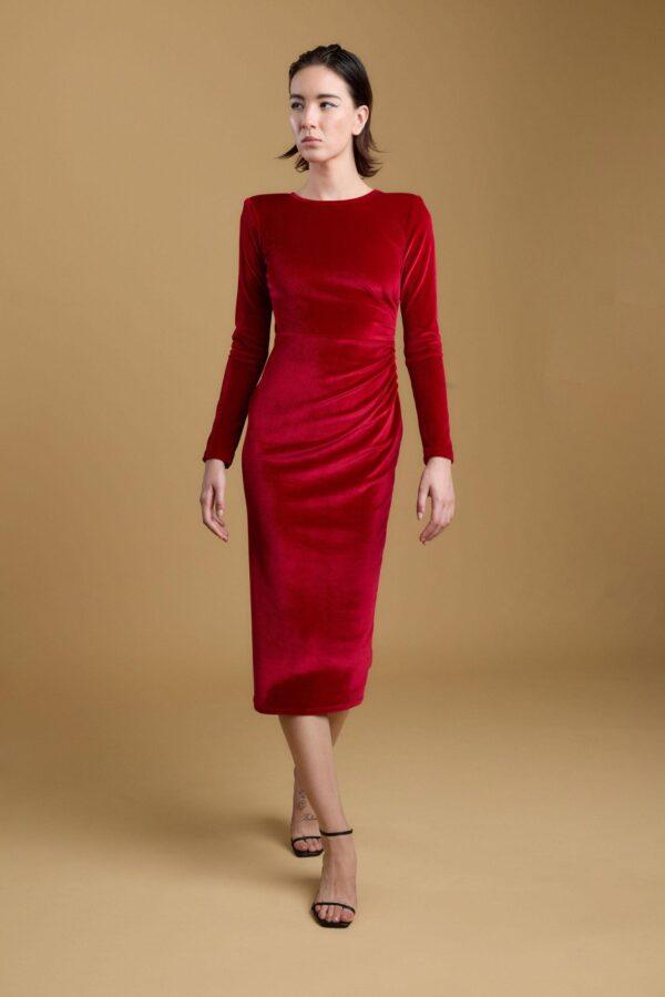 DRESS VELVET RED