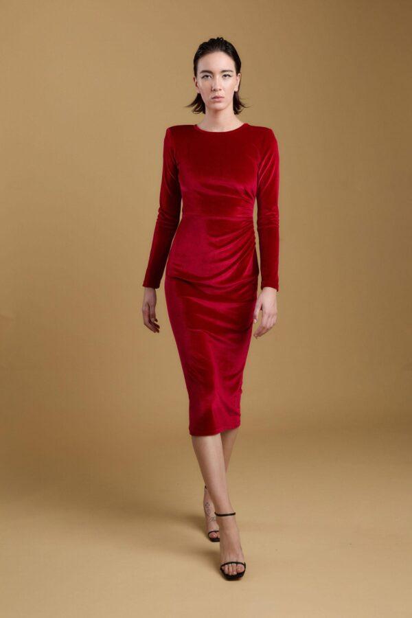 DRESS VELVET RED