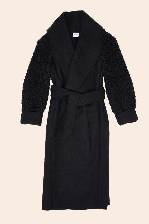 REAL WOOL COAT BLACK