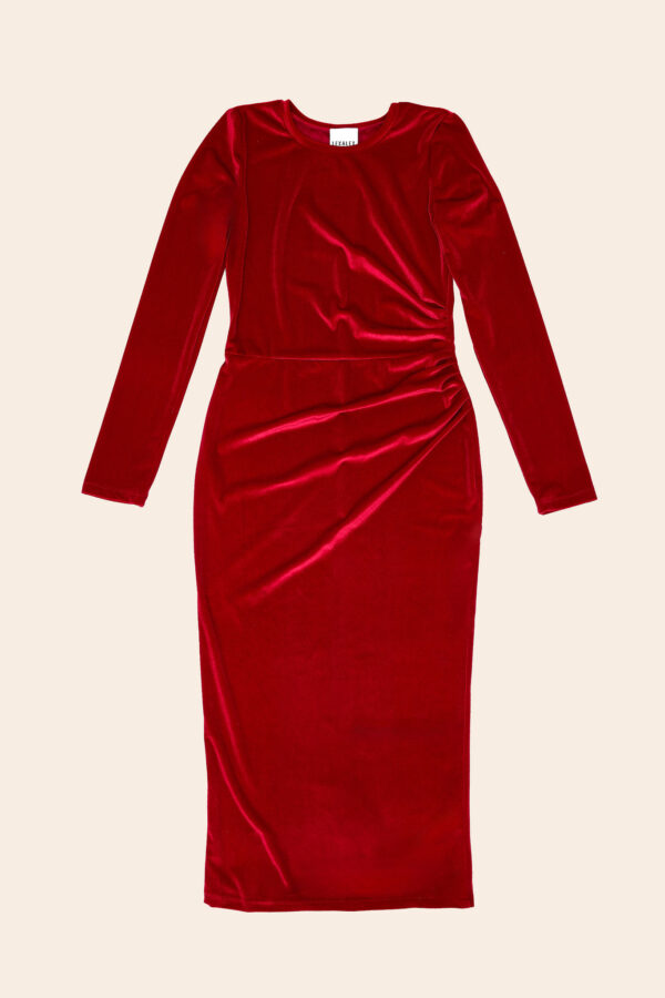 DRESS VELVET RED