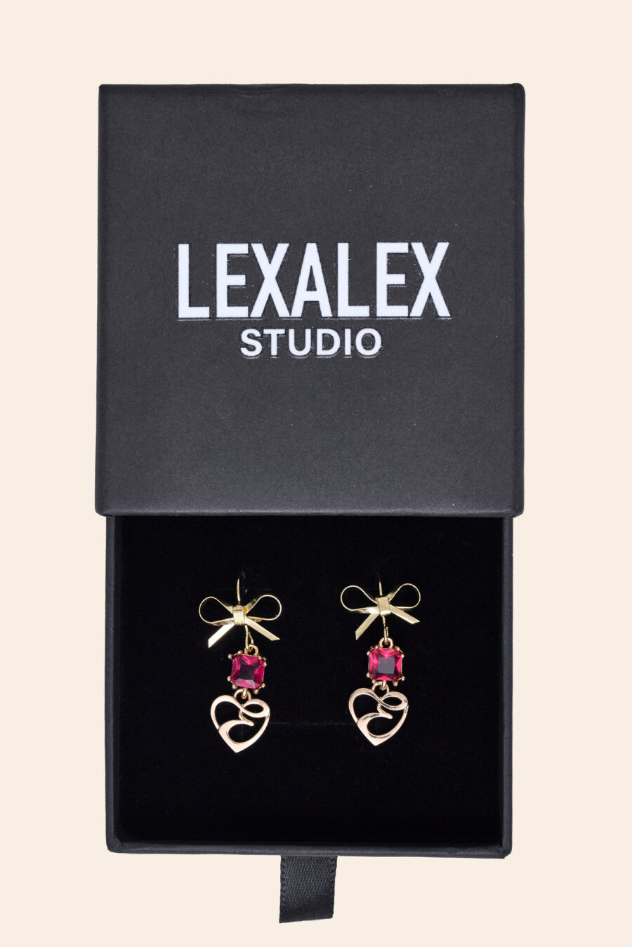 LE EARINGS BOW CRYSTAL RED