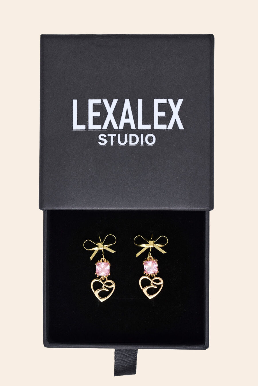 LE EARINGS BOW CRYSTAL PINK